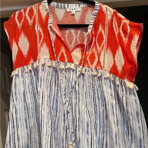 THML Red and Blue Patterned Blouse